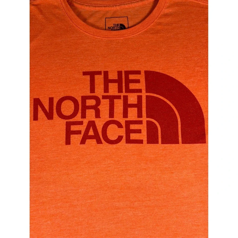 The North Face T Shirt Mens Large Orange Half Dome Logo Print Cotton Crew Neck